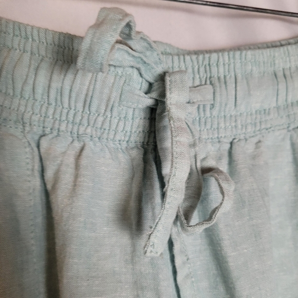 Cynthia Rowley Baby Blue Linen Blend Cropped Pullon Pants Women's Size Large - Picture 4 of 11